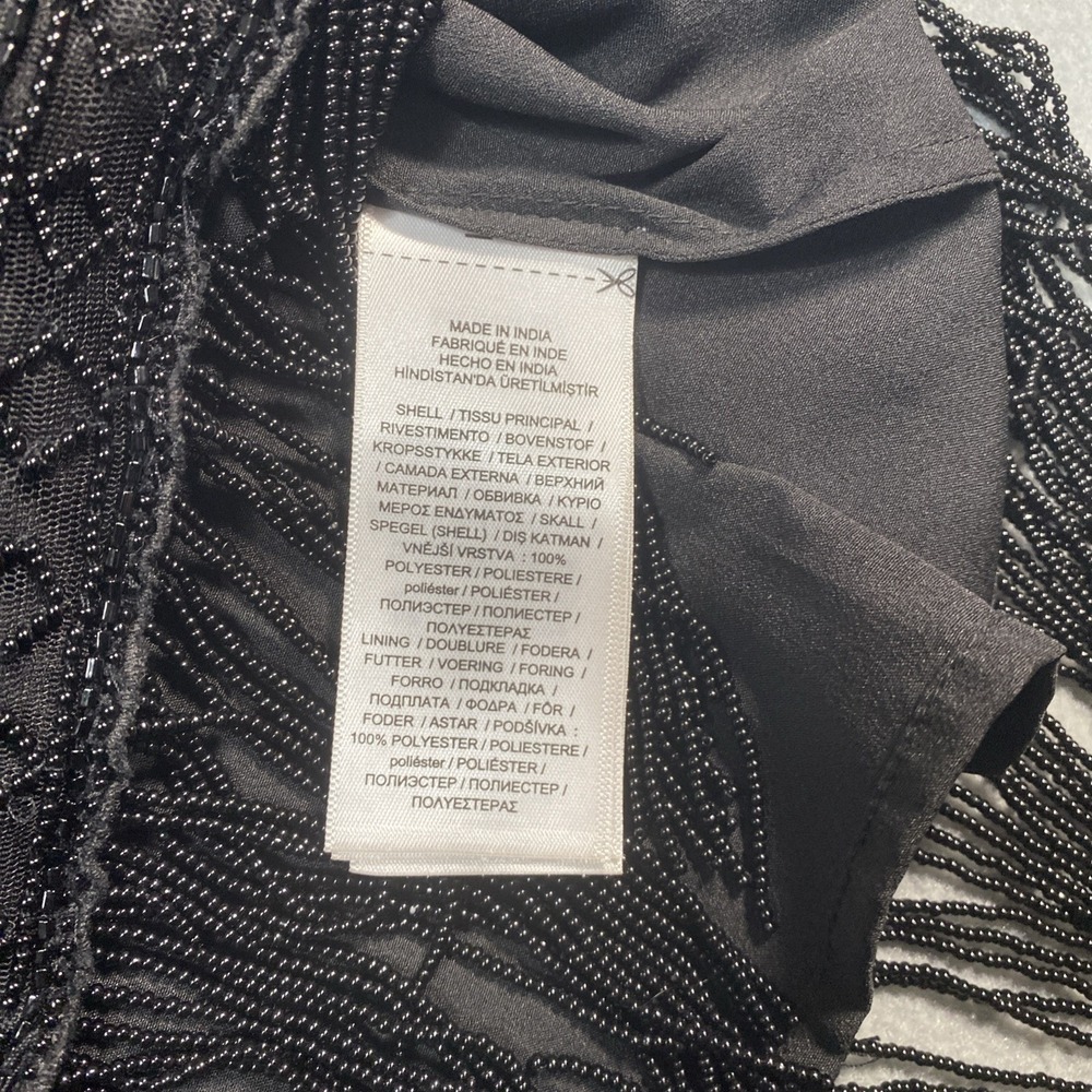 Lauren Ralph Lauren Black‎ Label Flapper Black Dress Beaded 16 Fringe Hem NWT - Picture 7 of 9